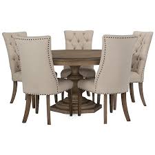 Haddie Light Tone Trestle Table 4 Upholstered Chairs Round Dining Room Table Dining Table Chairs Round Dining Room