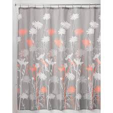 Interdesign Daizy Fabric Shower Curtain Standard 72 Inch X 72 Inch Gray Coral Size 72 Inch X 72 Inch Gray Shower Curtains Fabric Shower Curtains Bathroom Decor Sets
