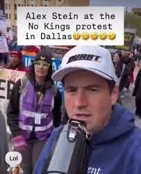 Things took a turn this afternoon in Dallas as counter-protesters,  including Proud Boys members, clashed with “No Kings” demonstrators.  Influencer Alex Stein was also seen in the middle of the disruption, filming