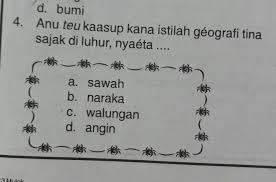 Kaasup kana wangun sastra modern, dina nangtukeun latar (utamana latar tempat) salawasna novel sosial nyaeta novel anu eusina nyoko kana masalah sosial, saperti kateuadilan. Anu Teu Kaasup Kana Istilah Geografi Tina Sajak Di Luhur Nyaeta Sawah B Neraka C Walungan D Angin Brainly Co Id