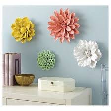Threshold Ceramic Flower Wall Sculpture Pink Ceramic Wall Flowers Flower Wall Decor Ceramic Flowers