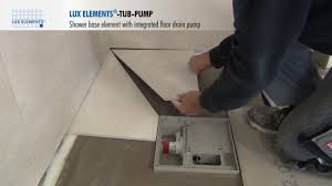 Transporting bathroom or basement wastewater to sewer or septic lines can be achieved in a upflushing toilets vary in look and operation, but generally include a pumping mechanism hidden. Lux Elements Installation Flush With The Floor Shower Base Tub Pump With Floor Drain Pump Youtube