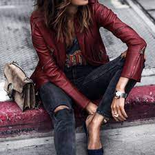 Featuring Ac Dc Red Leather Jacket Outfit Jacket Outfit Women Leather Jacket Style