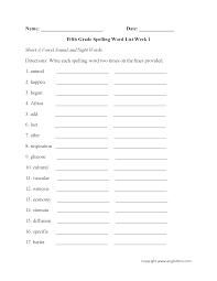 Spelling Worksheets Fifth Grade Spelling Words Worksheets Grade Spelling 5th Grade Spelling Words Spelling Worksheets