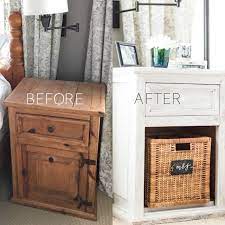 Stain the pine parts after they have been cut, but before installing them. Before And After Bedside Tables Whitewashed With Chalk Paint White Washed Bedside Table Pine Furniture Makeover Furniture Makeover