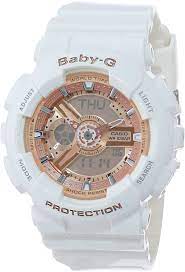 Amazon Com Casio Women S Ba 110 7a1cr Baby G Rose Gold Analog Digital Watch With White Resin Band Clothing Shoes Jewelry