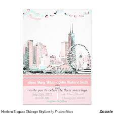 Modern Elegant Chicago Skyline Invitation Zazzle Com Skyline Invitation Colorful Wedding Invitations Pink Wedding Invitations