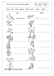 Write Sentences With Can And Cant Grammar For Kids English Worksheets For Kids English Grammar Worksheets
