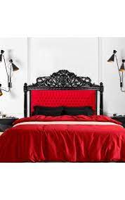 Baroque Bed Headboard Red Velvet And Glossy Black Wood Red Headboard Woman Bedroom Red Rooms
