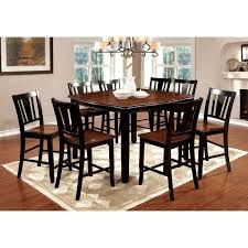 Crafted of rubberwood in a gloss black finish, the table strikes a. Dover Ii Counter Height Dining Set Cherry And Black By Furniture Of America 1 Review S Furniturepick