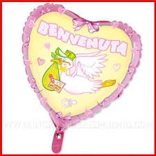 Palloncino Forma Cuore Nascita Bimba Rosa Con Stampa Scritta Benvenuta 45cm Addobbi Festa Ospedale Elio Nascita Del Bambino Palloncini Nascita