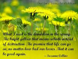 Dandelion Quote From Mocking Jay By Suzanne Collins My Week On Wednesday Once Upon A Time In A Bed Of Dandelion Quotes Inspirational Message Spring Quotes
