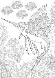 Underwater Background With Sailfish Jellyfish Tropical Fishes And Malvorlagen Tiere Ausmalbilder Malbuch Vorlagen
