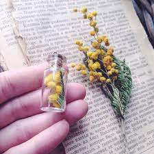 Mimosa Flower Necklace Sunshine Yellow Botanical Necklace Etsy Mimosa Flower Romantic Gifts For Her Real Flowers