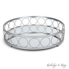 Large Ottoman Trays Silver Mirror Tray Decorative Round Etsy In 2020 Mirror Tray Decor Silver Tray Decor Coffee Table Tray