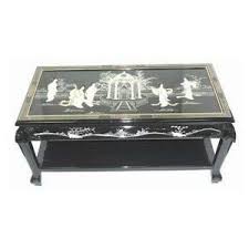 Chinese Black Lacquer Coffee Table W Shelf Mother Of Pearl Coffee Table With Shelf Oriental Furniture Coffee Table