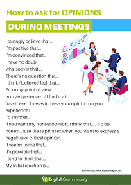 How To Ask For Opinions During Meetings English Language Teaching English Language Learning Job Interview Prep