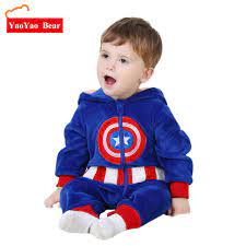 Baby Romper Captain America Costume Long Sleeve 3m 24m Boys Girls Clothes Warm Velvet Jumpsuit Boys Outwear Clothes Yaoyao Bear Baby Rompers Jumpsuit Boyboy Girl Clothes Aliexpress