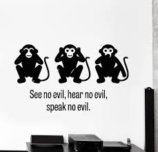 Three Monkeys Hear No Evil See No Evil Speak No Evil Wall Decal Three Wise Monkey See No Evil Hear No Evil Speak No Evil Unique Gift Z4008 Three Wise Monkeys Wall Stickers Living Room Wise Monkeys