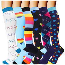 6 Pairs Compression Socks For Men And Women 20 30 Mmhg Nursing Athletic Travel Flight Soc Womens Compression Socks Compression Socks Mens Compression Stockings