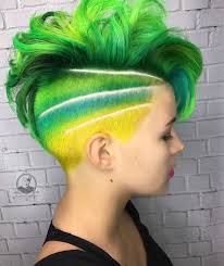 Shades Of Green Yellow Blue Teal Undercut Shades Of Green Ombre For Short Hairstyle Hair Colorist Hair Styles Hair