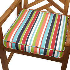 mozaic company 22 5 x 22 5 in sunbrella striped outdoor square deep seat patio chair cushion in 2021 patio chair cushions chair cushions outdoor dining chair cushions