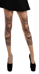See no evil leg tattoos. See Hear Speak No Evil Gothic Tattoo Tights Nude Pamela Mann