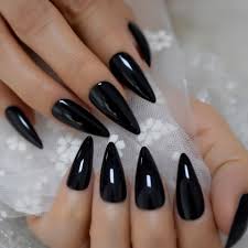 Buy the best and latest nail art acrylic nails on banggood.com offer 1 204 руб. Sharp Pointed Fake Nails Black Gelnails Medium Long Size Real Stiletto Point Acrylic Nail Tips 24 False Nails Aliexpress