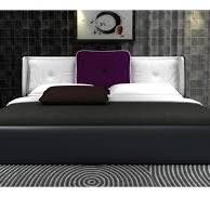Lit design en cuir italien de luxe LUNA, noir et blanc
