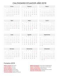 Ecuador tendrá 27 feriados en 2020 y en 2021 serán 28 días de descanso en el país, de acuerdo con el calendario del ministerio de turismo. Calendario 2020 Feriados Nacional Calendario 2019