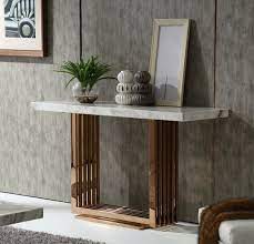 Fabrizio White Top Marble Console Table Contemporary Console Table Marble Console Table Rustic Console Tables
