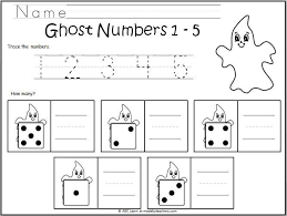 Number Writing Ghosts 1 5 Writing Numbers Halloween Kindergarten Halloween Math Worksheets