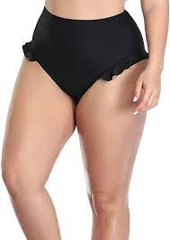 Amazon Com Zohamung Women S Ruffled High Waisted Brazilian Cheeky High Cut Bikini Tankini Briefs Swimsuit Bottoms Clothing