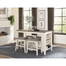 White And Brown 5 Piece Counter Height Dining Set Timbre Rc Willey Furniture Store Dining Table With Storage Counter Height Dining Sets Dining Set