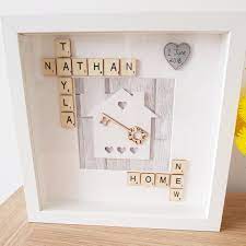 A solid oak design, this photo frame is. Personalised New Home Frame Perfect Gift For Housewarming Or Etsy Box Frame Art Scrabble Frame Scrabble Art Frame