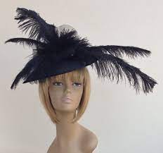 One Off New Bespoke Design Feather Black Hat Fascinator Wedding Ladys Day Ascot Mother Of The Bride Feather Hat Black Feathers