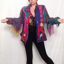 Reservedvintage Fringe Leather Jacket Santa Fe Rainbow Etsy Fringe Leather Jacket Leather Jacket Jackets