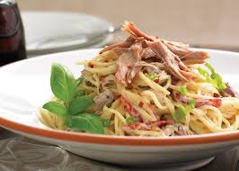 Spaghetti With Creamy Duck Confit Herb Garlic Sauce Duck Confit Duck Recipes Duck Confit Recipe