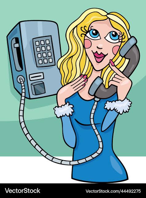 Cartoon young woman talking on an old payphone – Royalty-Free Vector | VectorStock