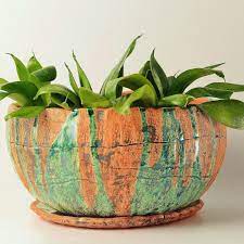 All of your larger houseplant needs are met with these planters. Rustic Large Ceramic Planter Pot 1 With Drainage And Saucer Etsy Large Ceramic Planters Ceramic Planter Pots Ceramic Flower Pots