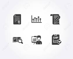 Set Of Search Book Attachment And Growth Chart Icons Presentation
