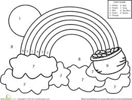 Color By Number Rainbow Worksheet Education Com Kindergarten Colors Preschool Worksheets Free Printables Free Preschool Worksheets