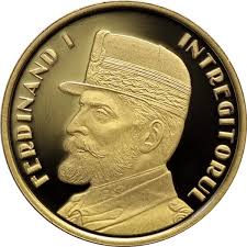 It is subdivided into 100 bani (romanian pronunciation: Moneda Romania 50 Bani 2019 Proof Desavarsirea Marii Uniri Ferdinand I Alama Okazii Ro