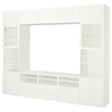 Besta Agenc Rangt Tele Vitrines Hanviken Sindvik Verre Transparent Blanc 300x40x230cm Magasinez Chez Ikea Ikea Tv Storage Glass Door Ikea