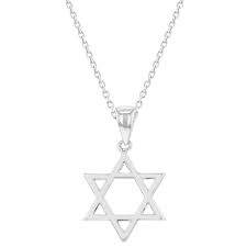 In Season Jewelry Rhodium Plated Plain Small Star Of David Necklace Jewish Girls Kids Pendant 16