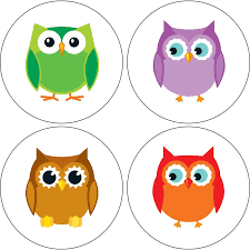 colorful owls chart seals