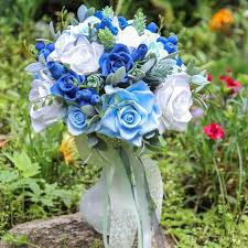 Table + cake + centerpiece wedding colors / ladder the knot / bouquet pocketful of sunshine event design / pumpkin fab you bliss / hair accessory etsy. Blue Roses Wedding Bouquet Handmade With Love Oriflowers