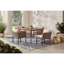 Hampton bay whitfield 5 piece dark brown wicker outdoor patio bistro set with cushionguard steel blue cushions 1005 ct2 5pc the home depot Kovulet Plusz Megerdemel Hampton Bay Oakshire Dndgroup Org