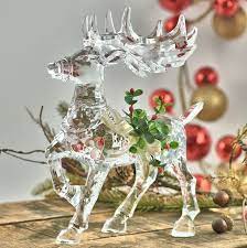 Large wire reindeer christmas decoration. Large Clear Acrylic Reindeer With Mistletoe Decoration