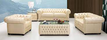 Check out results for leather sofa living room Light Beige Genuine Tufted Leather Formal Living Room Sofa
